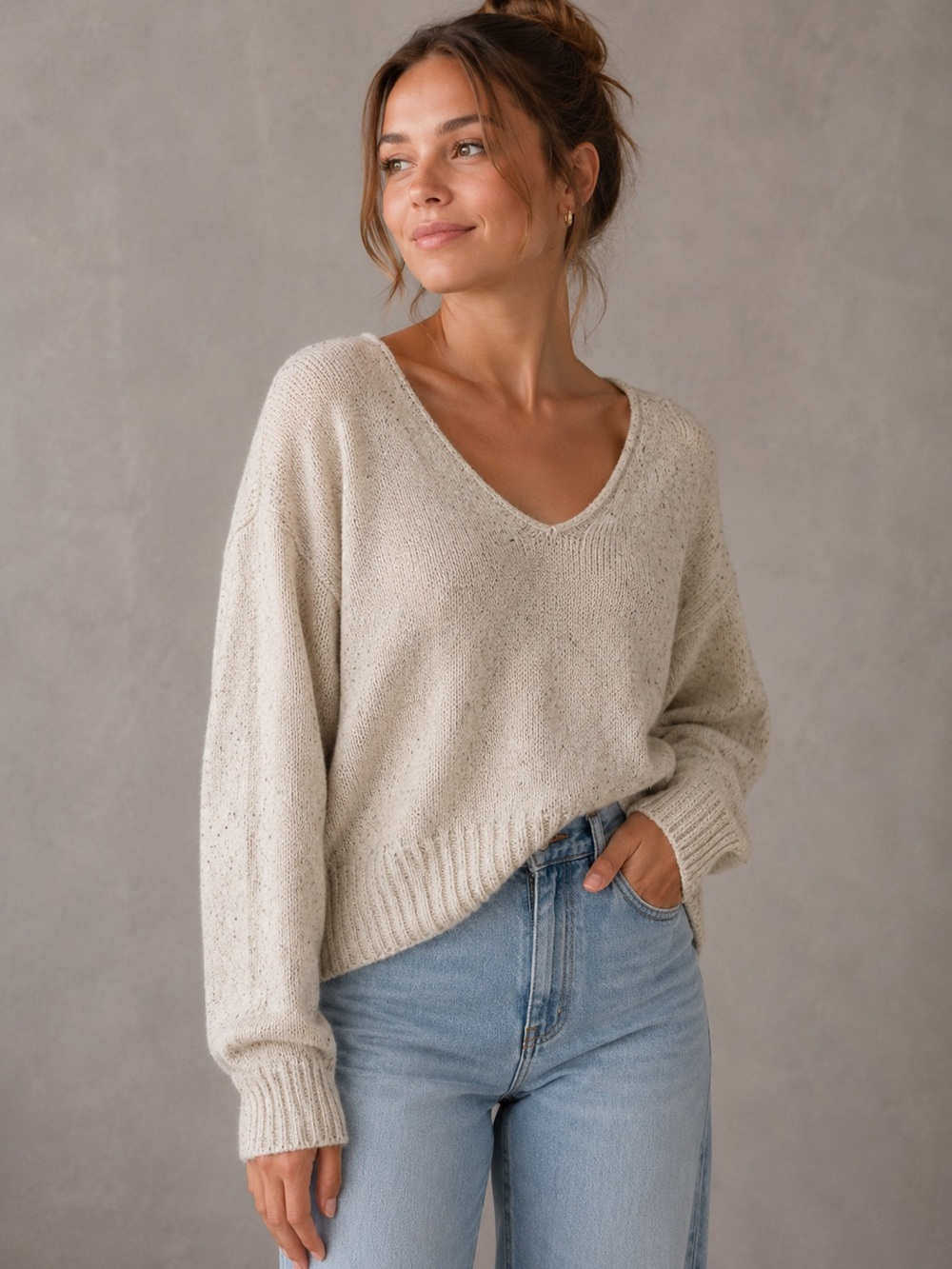 Cream Speckled Sweater